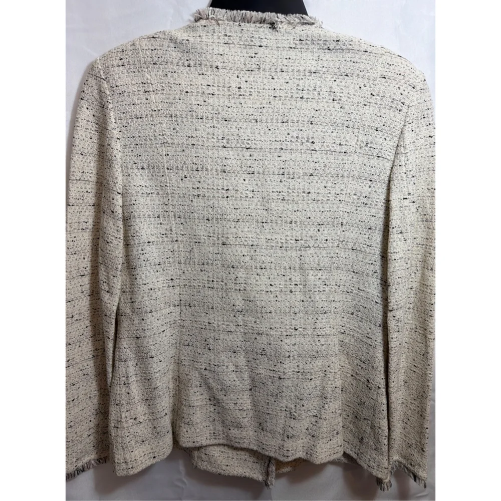 St. John Blazer Fringe Trim Cream Tweed USA Women’s Size 10 Quiet Luxury Office - Picture 6 of 9